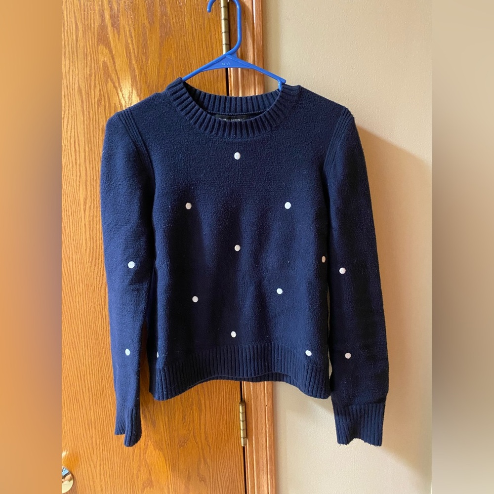 Banana Republic Navy Blue Polka Dot Sweater